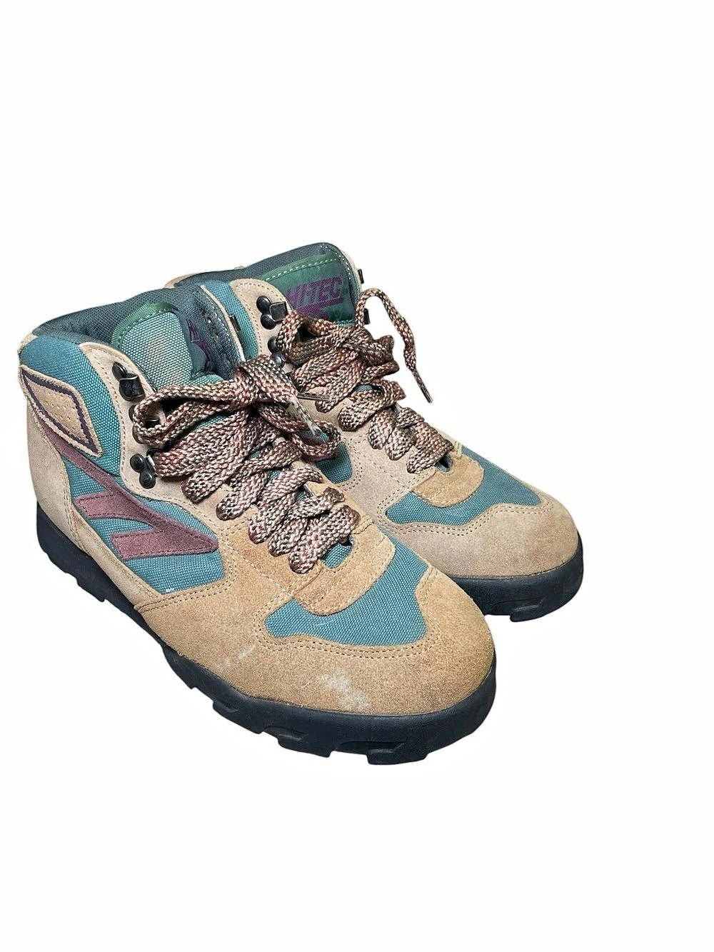 Hi-Tec Lady Lite II Women's Hiking Boots US 9 Tan & Teal 90s Vintage